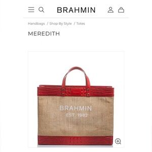 NWT Brahmin Limited Edition “Meredith” Newport Ember Alfresco Burlap Tote